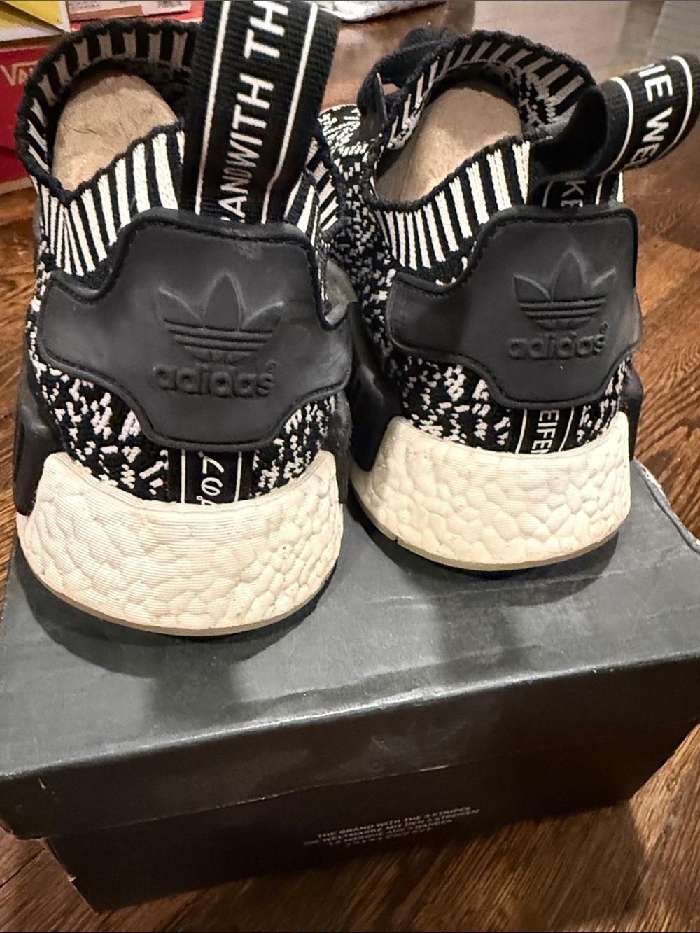 Adidas Black and White Knit Athletic Sneakers - Picture 4 of 5